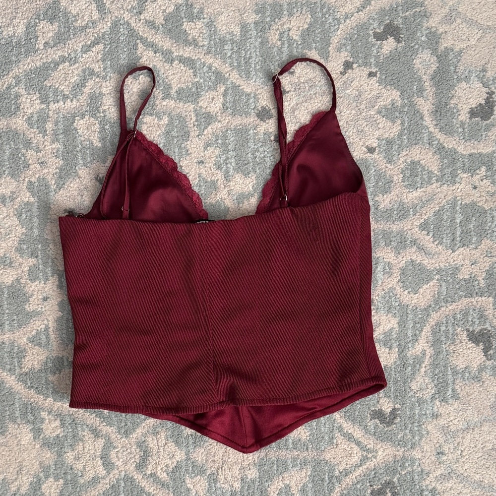 Tiger Mist Deep Red Lace corset Top - Picture 5 of 5
